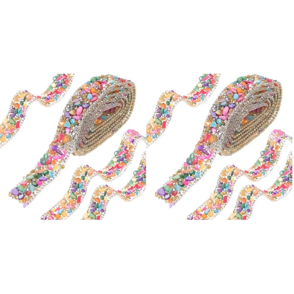 2 Rolls Decorative Rhinestone Ribbon Trim for Clothes Crafting, Multi-Function Delicate Sewing Accessory, Fashion Embellishment