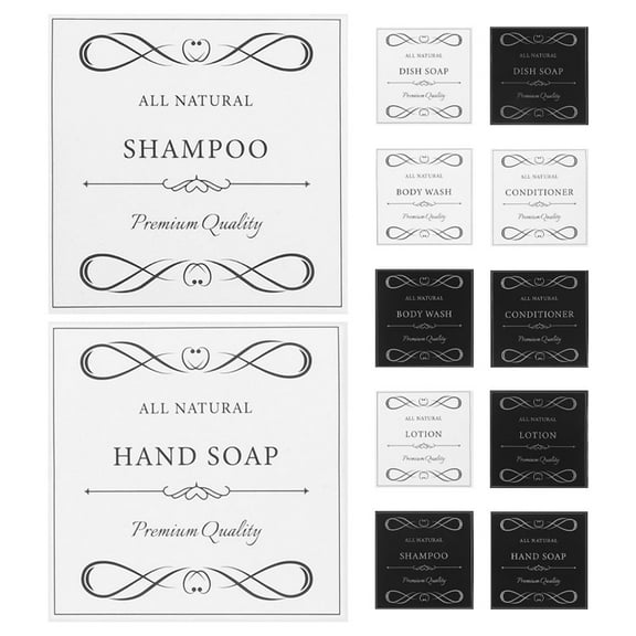 COSMOBETTY Kitchen Oil-Proof Stickers Soap Dispenser Labels Black 2Set