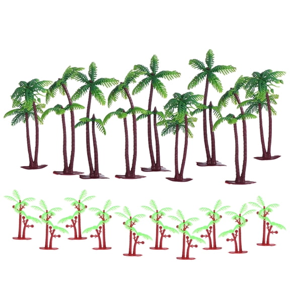 unbranded 2 Sets 20 Pcs Simulated Coconut Tree Cake Decors Birthday Cake Decors (Green)