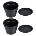 thumbnail image 1 of unbranded 2 Sets Artificial Ceramic Lookwith Tray Fashion Flower Pots 16.7x14.5cm Black, 1 of 8