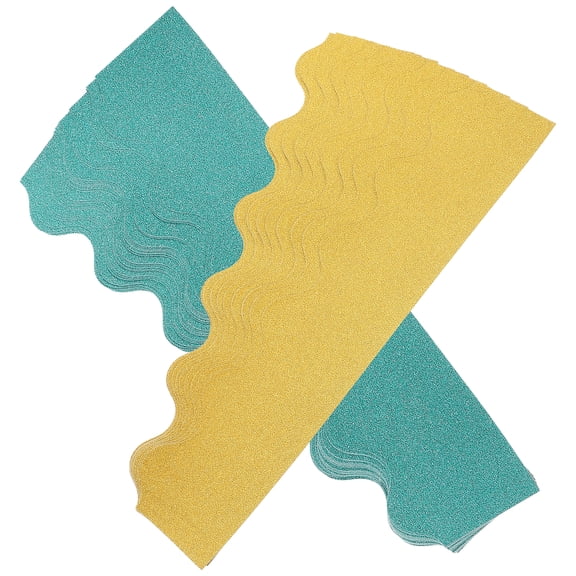 unbranded 2 Sets Bulletin Board Borders Glitter Paper Classroom Stickers Decorative Wave
