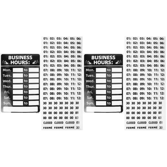 unbranded 2 Sets Business Hours Sign Hours of Operation Sign Store Hours Sign Sticker