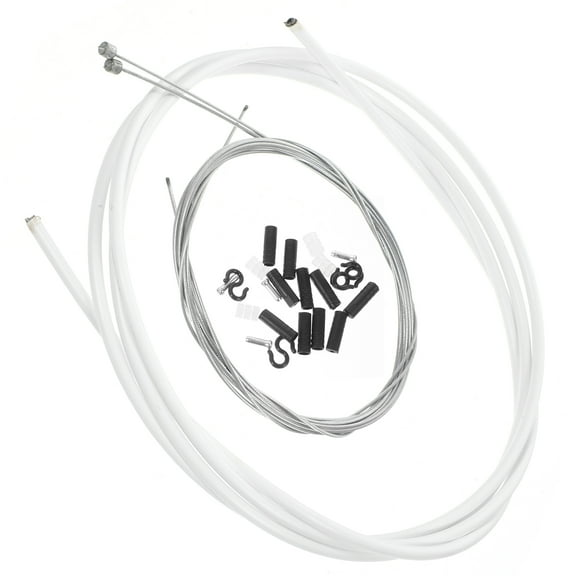 2 Sets Bike Brake Cables for Mountain Bikes and Road Bikes with PVC and PP Material White Color