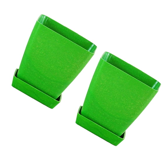 ifundom 2Sets Green Bamboo Fiber Succulent Basins Lightweight Flower Pots