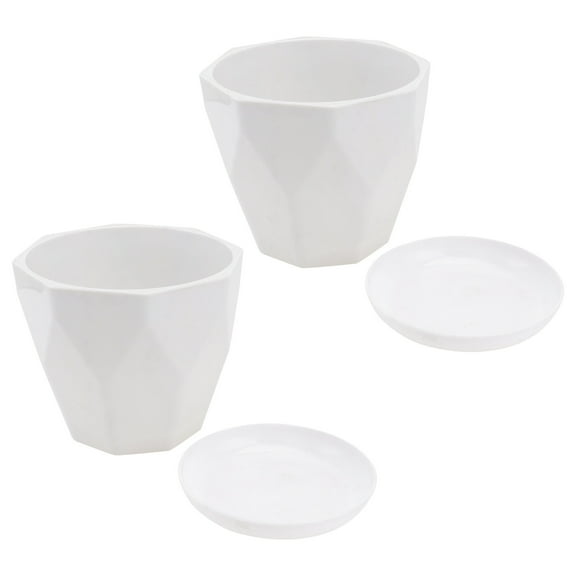 HORIALENCE Planter Decoration Pot White Durable 2 Sets 5.31x5.31x4.52in
