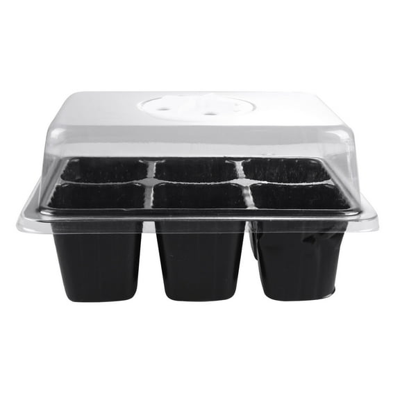 WHAMVOX Black Plastic Plant Germination Tray for Seedling Durable Reusable 2 Sets of 6 Cells Trays