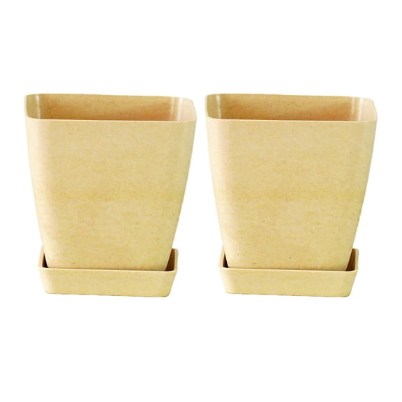 Durable Plant Fiber Pots for Succulents and Small Plants Great for Home Office Use 2 Sets Khaki