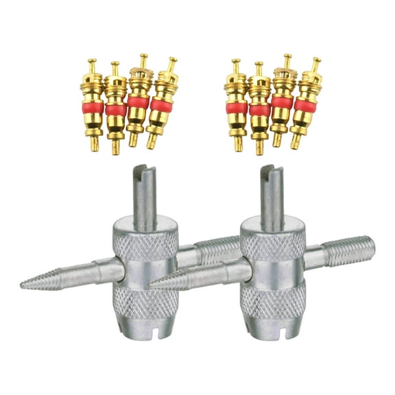 FONDOTIN Tire Valve Stem Removal Tool Multifunctional Tool Kit Copper Silver 2 Sets