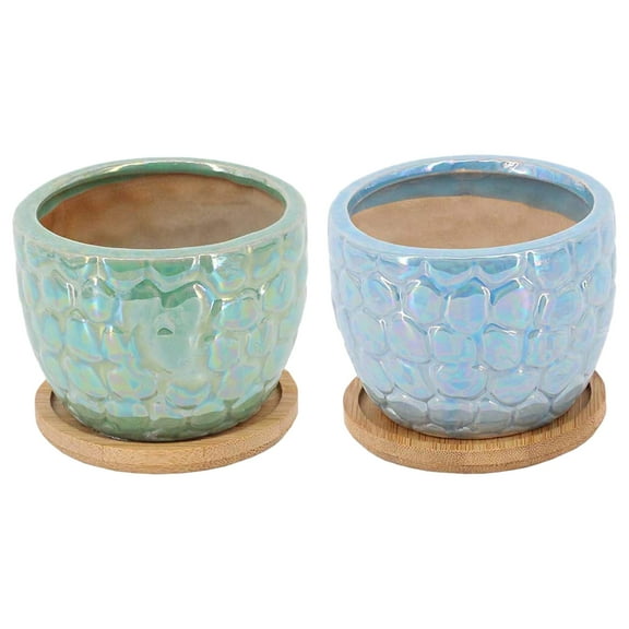 unbranded  2 Sets Marble Flower Pot Indoor Planters Stand Pots for Plants