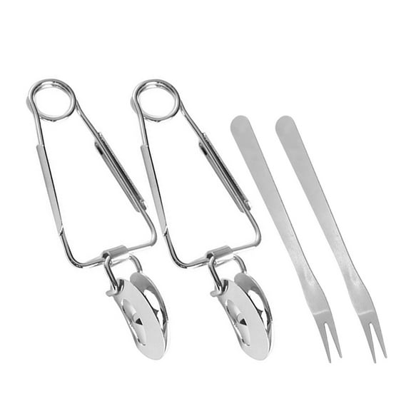 FONDOTIN 2 Sets Stainless Steel Cooking Fork Silver Kitchen Tools