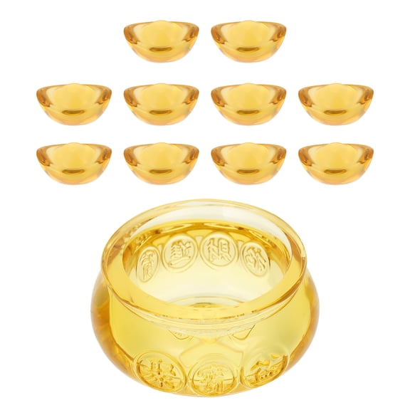 FONDOTIN Golden Crystal Desktop Cornucopia Decor Shui Crafts 2Sets
