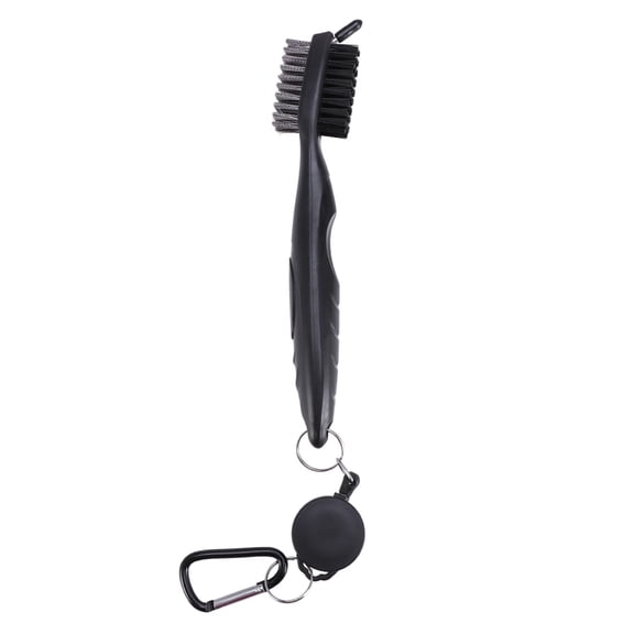 unbranded 2 Sided PP Club Groove Cleaner with Retractable Zip-line Stainless Steel Nylon Carabiner Ergonomic Designed and Lightweight Easily Attaches to Bag (Black)