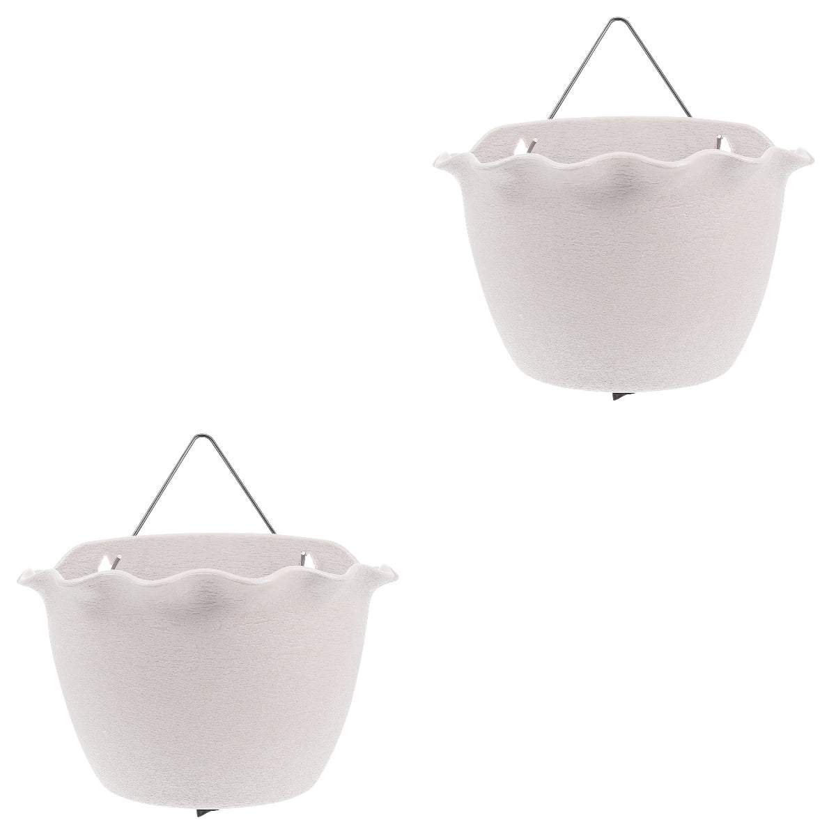 YSNOOWE Sturdy White Plastic Balcony Flower Pot, Adorable Decor for Gardens and Yards 2Pcs