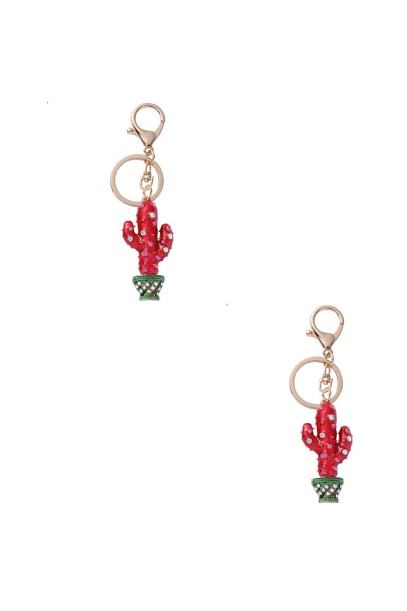 2 pcs  Cactus Keychain Cactus Keyring Colorful Key Chain Charm Key Holder Ornament