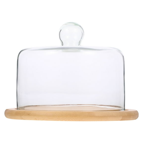 unbranded 2 pcs Practical Food Plate Simple Cake Plate Stable Cake Tray with Glass Cover
