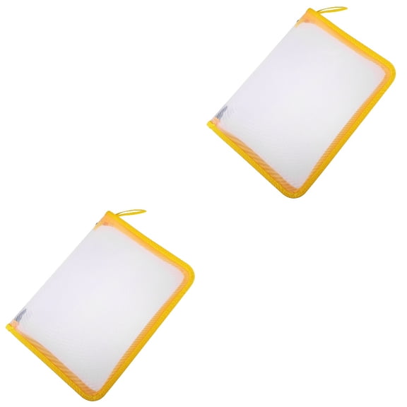 YSNOOWE Yellow Transparent Document Storage Bag Practical Office File Organizer 2Pcs