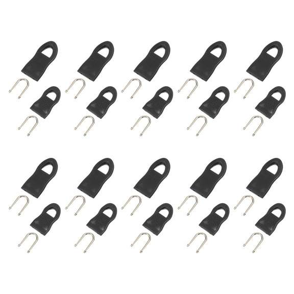 Raindrops Black U-Shaped Zipper Repair Kit 20 Pieces 1.3 x 0.6 Inch Fixer for Clothing and Bags