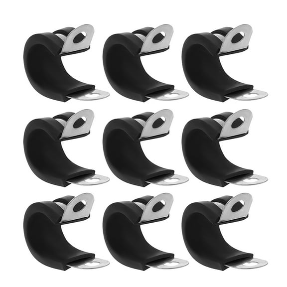 SKISUNO 20Pcs Black Stainless Steel Cable Clamps with Rubber Cushion for Strong and Rust Proof Tube Holding