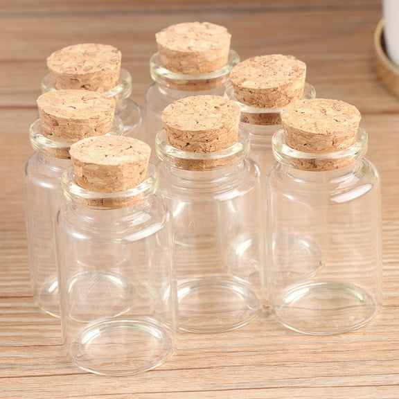 unbranded 20 Pcs Glass Bottle Mini Corks Sauce Bottles Spell Jars with Khaki