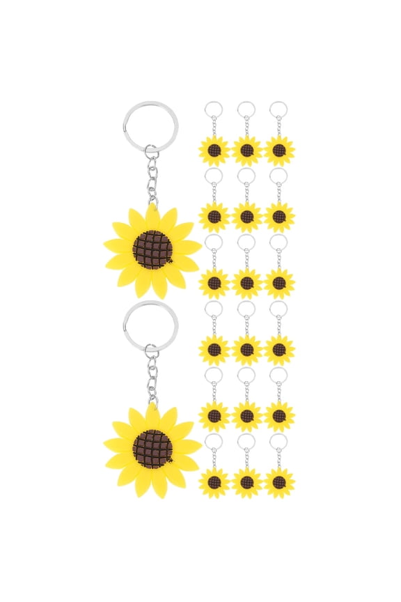 20 Pcs Keychains Sunflower Keyrings Metal Bag Charm Key Chain Backpack Charm Pendant