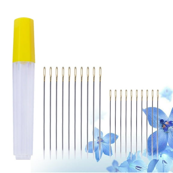 FONDOTIN Embroidery Needles Carbon Steel Large Eye Pointed 20pcs