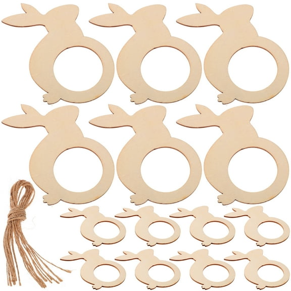 unbranded  20 Pcs Rabbit Shaped Napkin Buckles Wooden Rings Dinner Party