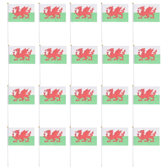 unbranded  20 Pcs Small Flag of Wales Hand Stick Mini Flags Premium Polyester Material