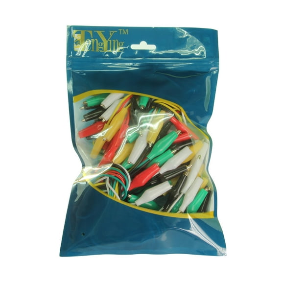 BESTYASH 20Pcs Jumper Wires with Alligator Clips Assorted Colors Nickel Plated Steel