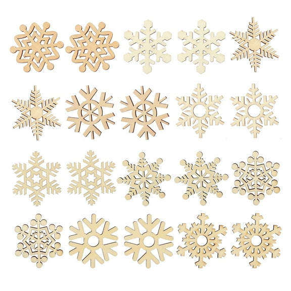 unbranded 20 Pcs Wooden DIY Crafts Unfinished Snowflakes Hanging Ornament