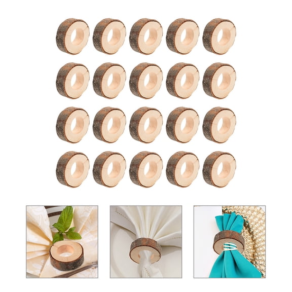 unbranded  20 Pcs Wooden Napkin Rings Product Decorative Wedding Rustic