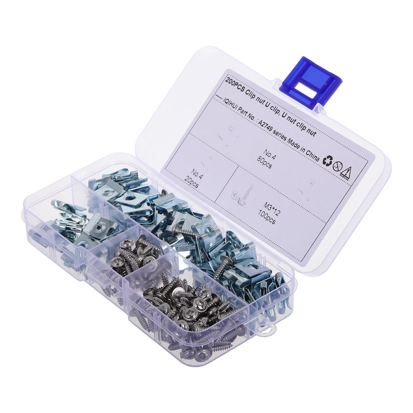 unbranded 200pcs U Clips For Motorcycles And Cars Metal Automotive Fasteners Kit Car Screws U Nut Clips For License Plate Holders Car Door Panel Clips
