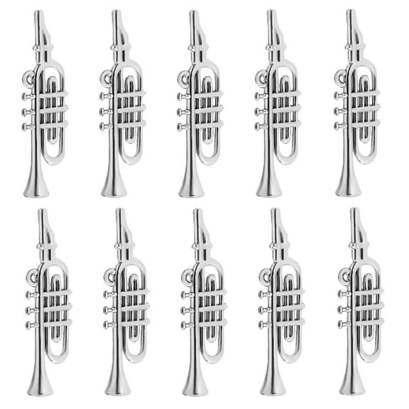TEHAUX 20Pcs Mini Flute Model Decoration Christmas Tree Decoration Plastic Silver Ornament For Friends