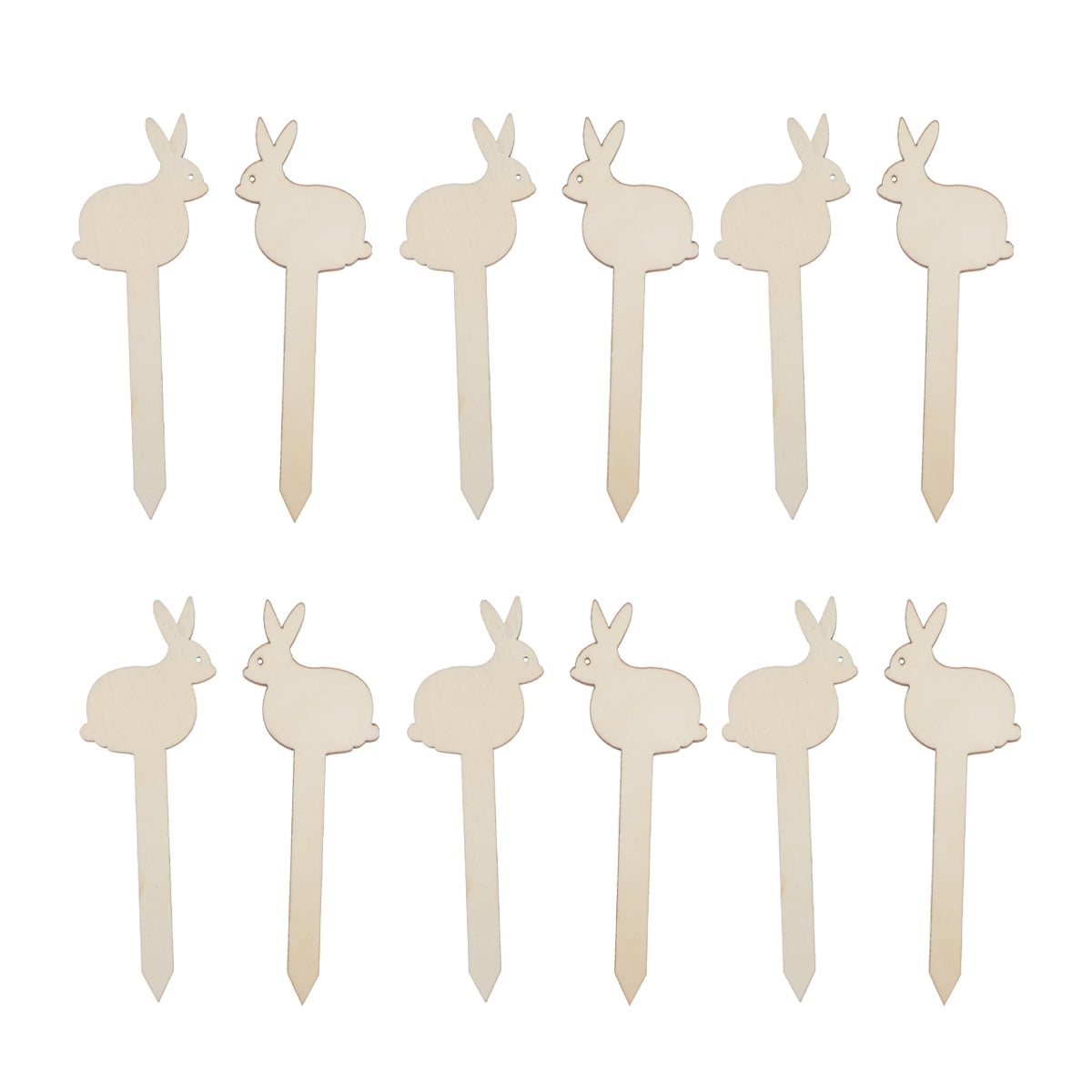 unbranded 20pcs Easter Rabbit Insert Wooden DIY Craft Ornament Bunny Painting Piece Picks Decoration Wood Accessories for Easter Party Children DIY Craft Project(10pcs in 1 Pack)