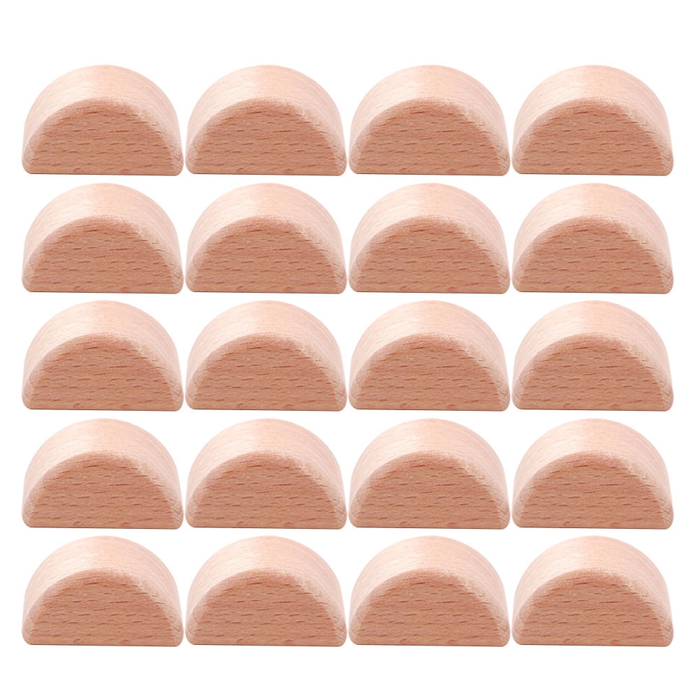 unbranded 20pcs Wooden Geometric Blocks Buliding Blocks Educational Toy for Kids Children (Half Round Shape)