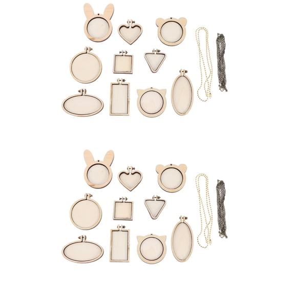 unbranded 24 Pcs Cross Stitch Fixing Frame Embroidery Mini Wood Hoops DIY Wooden Stitch for Crafting Sewing Stitching