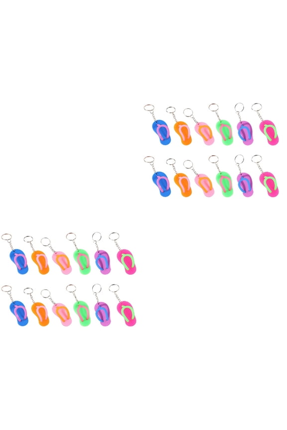 24 pcs Creative Keychain Pendants Flip-Flops Shaped Bag Hanging Pendants Key Rings