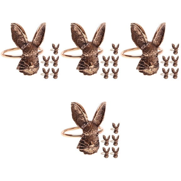 COSMOBETTY Tsgiving Rabbit Napkin Rings Golden Metal for Table Decoration 24Pcs