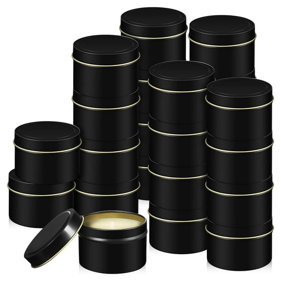 TEHAUX Black Tinplate Candle Jars for Scented Candles and Storage, Reusable Metal Containers with Lids, Set of 6