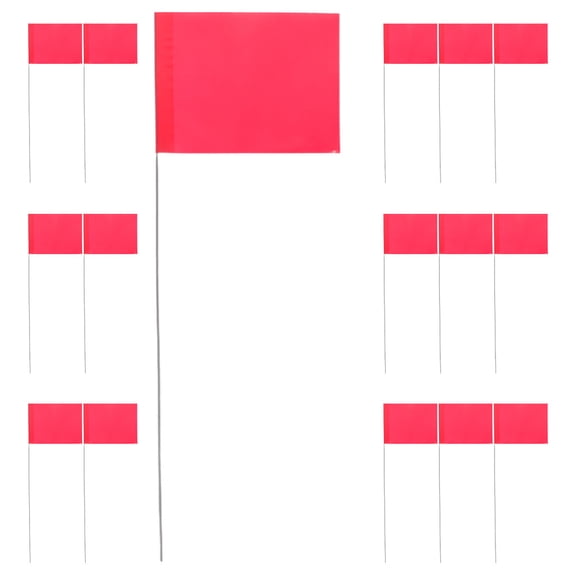 Hytrove 24Pcs Industrial Marking Flags Red Pvc for Landscaping