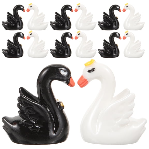 unbranded 24pcs Mini Swan Ornaments Decorative Resin Swan Mini Swan Figurines Diy Flowerpot Accessories