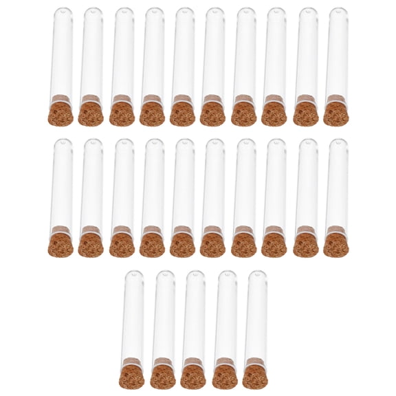 OFFIGAM 25Pcs Transparent Plastic Test Tubes with Corks for Secure Liquid Storage
