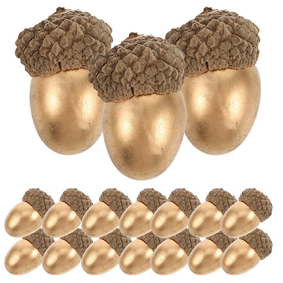25 Pcs Artificial Golden Acorn Christmas Decorations for Holiday Party, Home, Tree, Table, Festive Seasonal Decor