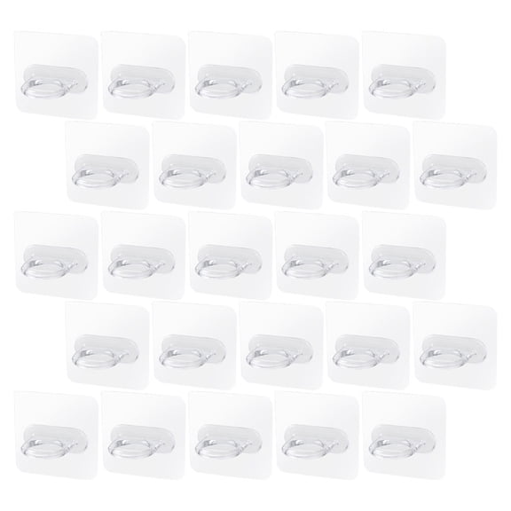 OULII 25Pcs Plastic Curtain Rod Brackets No Drill Adhesive Hooks for Home Bathroom Kitchen Use