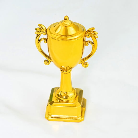 OUNONA 2Pcs Gold Plastic Trophy Cake Ornaments for Wedding and Birthday Decorations