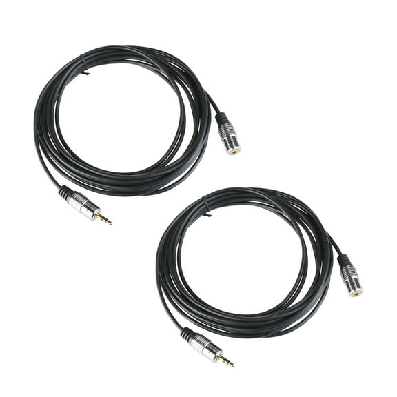 unbranded 2Pc Aluminum Shell 3.5mm Male to Female Stereo Audio Cable Headphone Extension Cable (Black)