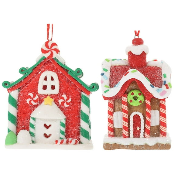 TEHAUX PVC Christmas House Decorations Unique Xmas Tree Ornaments Pendants 2 Pieces Holiday Decor for Home and Tree