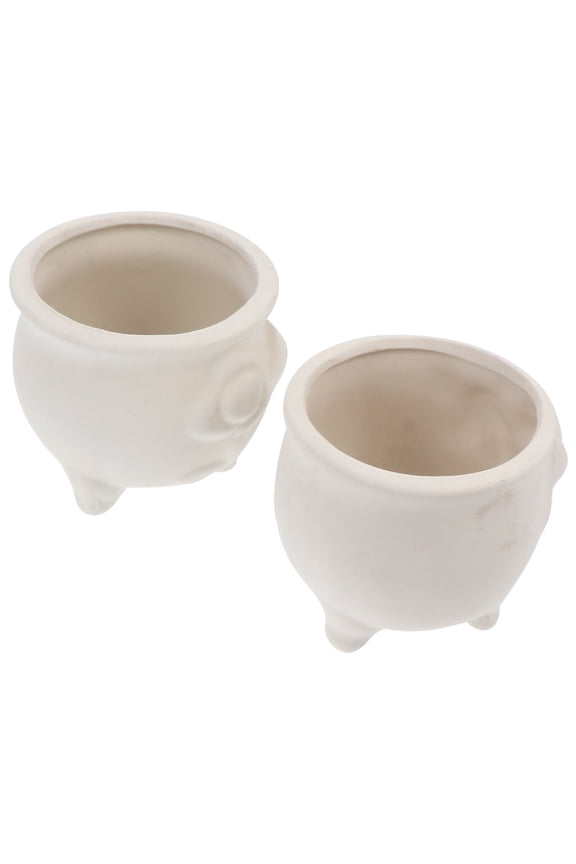 2Pcs DIY Ceramic Flowerpots Paintable Pots Graffiti Toys Random Style