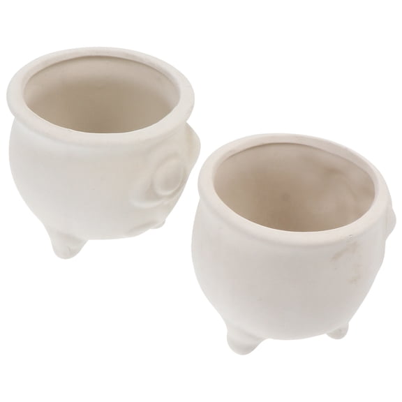 unbranded 2Pcs DIY Ceramic Flowerpots Paintable Pots Graffiti Toys Random Style