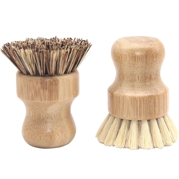 UPOUART 2-Piece Wooden Dish Scrub Brush Set with Ergonomic Round Handles for Kitchen, Household, and Multipurpose Cleaning