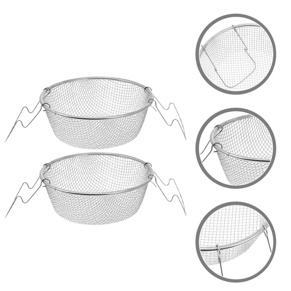 UPOUART Stainless Steel Frying Basket with Comfortable Handle, , Kitchen Fry Basket for All Types of Food